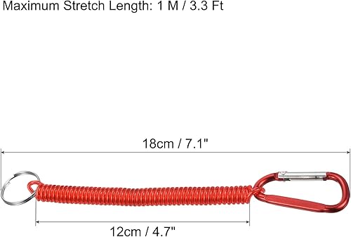 Miniatura 2 de PATIKIL Llavero de bobina de resorte de 3.3 pies, cordón elástico, 1 juego de cordón en espiral retráctil con clip de metal y llavero para llaves,