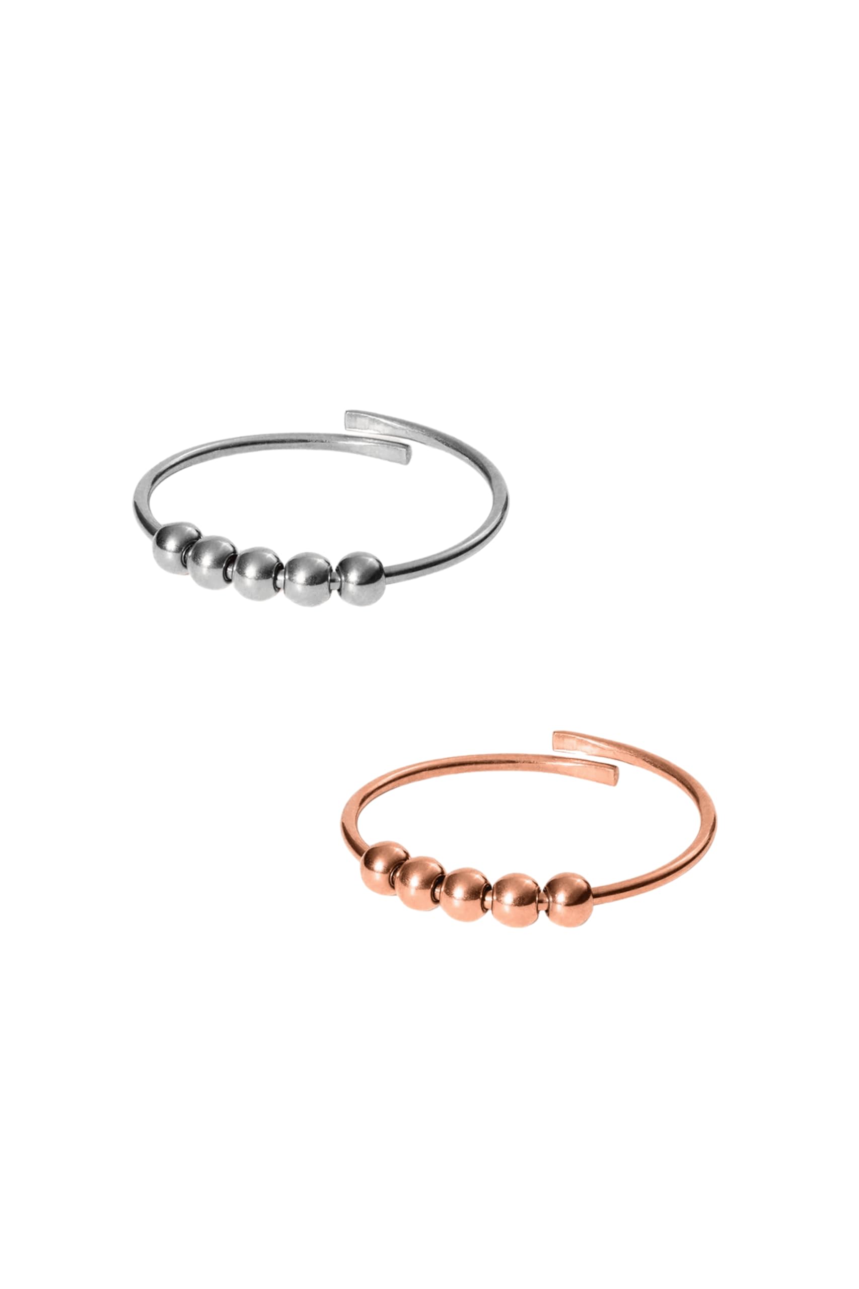 Purelei Shade Anxiety Ring - Fidget – New Generation - Damenring aus langlebigem Edelstahl – Wasserfeste Ringe – verstellbare Größen von 50-66 - Damenschmuck (Silver/Rosegold, 50-56)