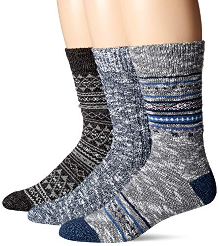 Amazon Brand - Goodthreads Men's 3-Pack Boot Socks, Medium Grey Fair Isle, One Size