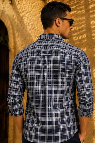 Image of Louis Philippe Men's Slim Fit Premium Cotton Easy Care, Soft Handfeel Full Sleeve Checks Casual Shirt