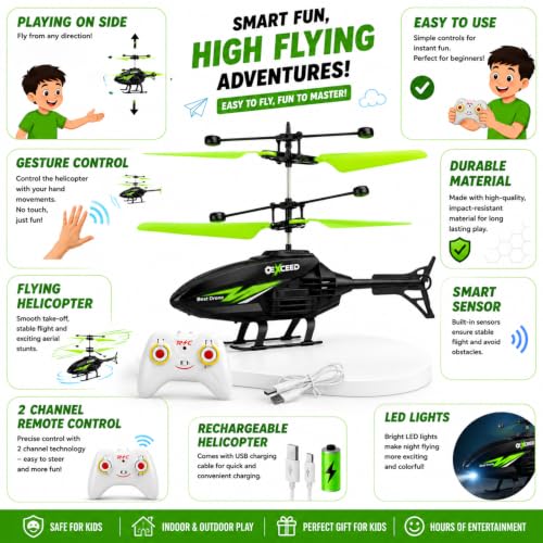 Image of Remote Control Helicopter Toy for Kids 6+, heli,Rechargeable Palm Sensing