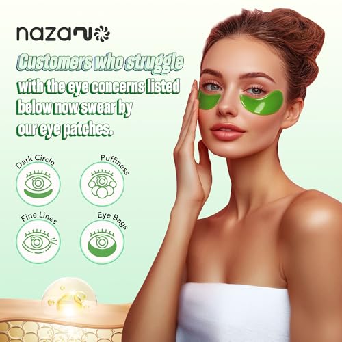 Image of NAZANO Under Eye Patches - 60 Pack Eye Masks | for Puffy Eyes, Dark Circles, Bags & Wrinkles with Collagen & Hyaluronic Acid - Eye Care Pads for Daily Skincare (Green)