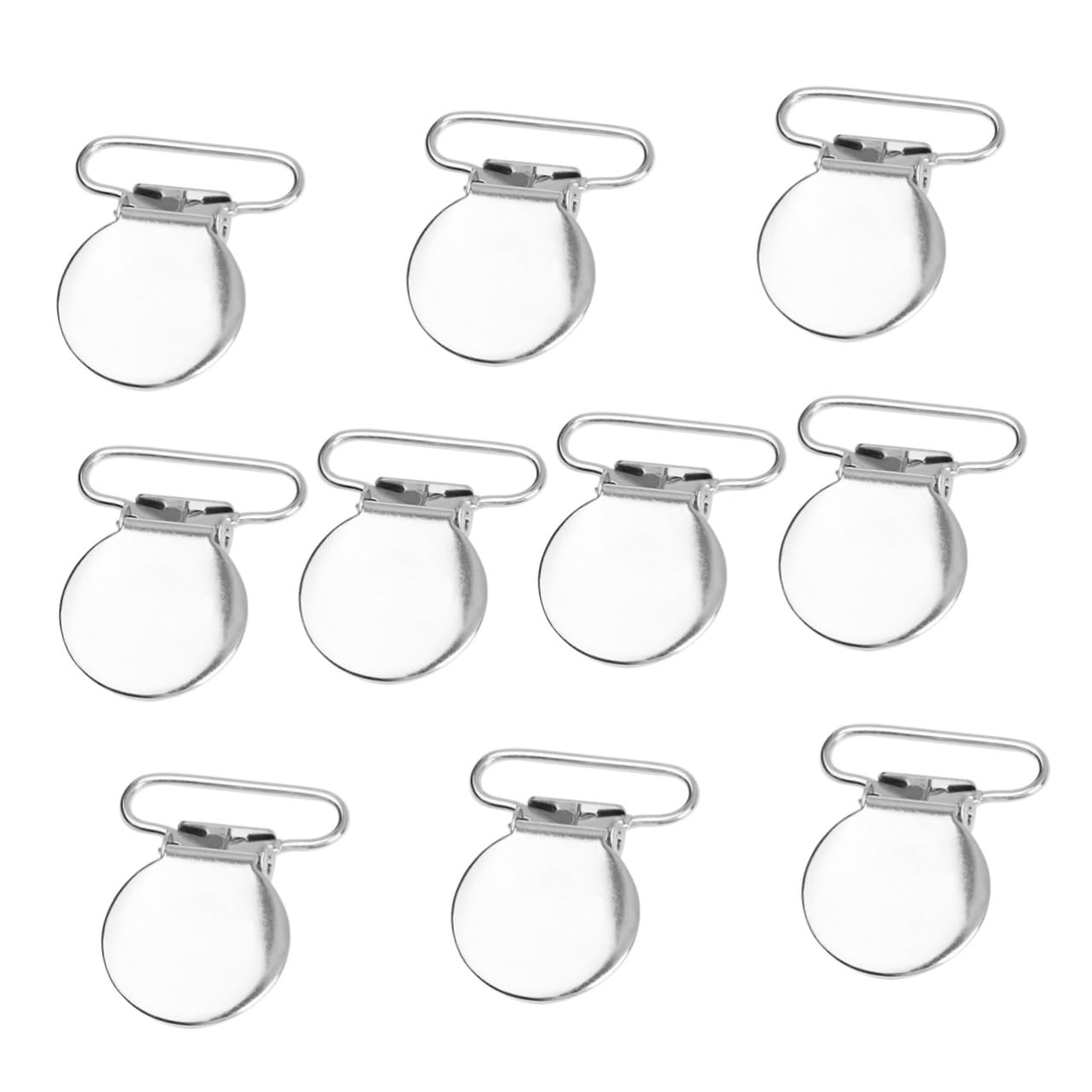 OSALADI 10Pcs Durable Metal Clip Straps Small Round Clamp Buckles for Craft Projects for Belts and Equipment Silver Color