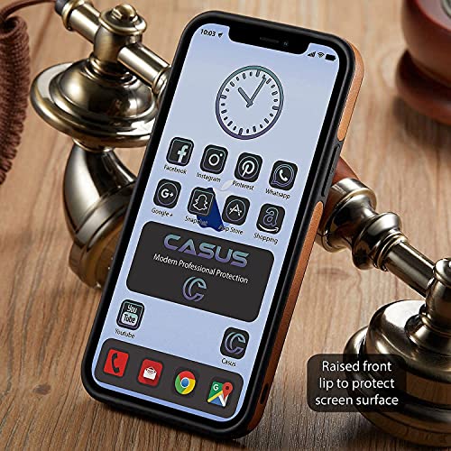 Casus Logo View Compatible with iPhone 12 Pro Max Case Slim Premium Vegan Leather Classic Luxury Elegant Thin Cover (2020) 6.7" (Brown) by C Casus - Image 4