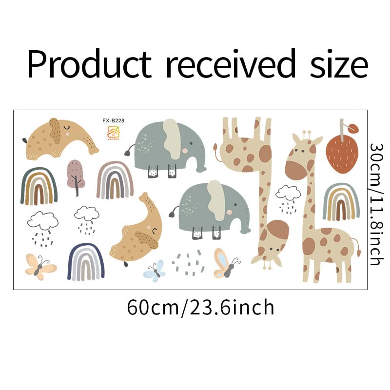 Image of WS.110013 Pumkins Boho Jungle Safari Wall Stickers Rainbow Giraffe Elephant Wall Stickers for Nursery Playroom Girls and Boys Children's Bedroom Home Decor
