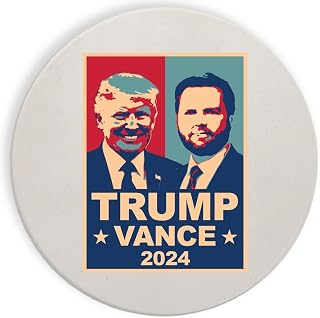 Ceramic Stone Coaster Coasters Set of Four - United States USA President Presidential Election Voting 2020 Party White House Candidates (Trump Vance)