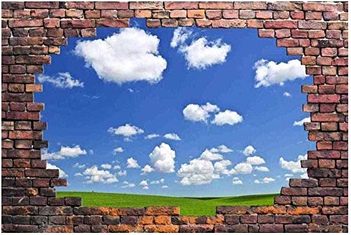 BFLOF t pared vista a través de las pegatinas de pared de ladrillos rotos en el océano tropical pegatinas de papel tapiz de vinilo efectos visuales en 3D