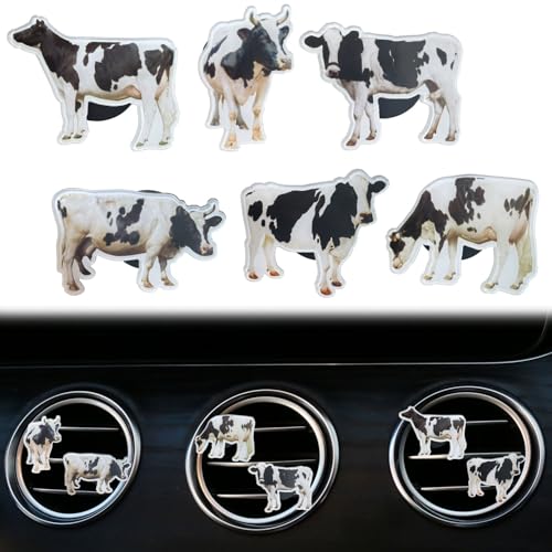 Image of Black and White Cows Car Vent Clip,Car Air Fresheners Vent Clips Cute Car Vent Decorations,Bling Car Diffuser Car Interior Decoration Charm Car Vent Interior Accessories (6 Pcs Black and White)