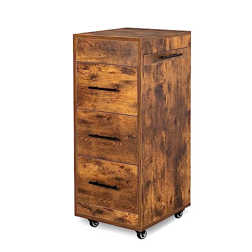 Salon Trolley Cart with Wheels, 3-Drawer Rolling Hair Styling Station, Mobile Beauty Trolley with Hot Tools Holder, Storage for Salon, Barbershop, Spa & Tattoo, Rustic Brown