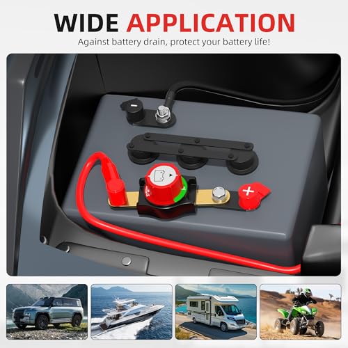 Image of Joinfworld Side Post Battery Disconnect Switch 12V-48V 275A Waterproof Marine Battery Cut Off Switch 12 Volt for Car RV Boat ATV UTV Vehicles