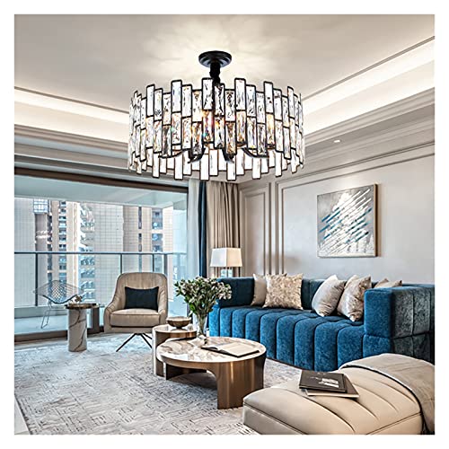 Lustre en cristal de luxe Dia60cm noir moderne grand luminaire