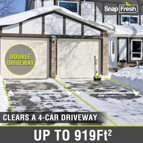 SnapFresh 20V Snow Shovel Cordless,12” Electric Snow Thrower kit,Adjustable Handle, Directional Plate, Handheld Battery Powered Snow Thrower for Driveway Clearing,4.0Ah Battery & Fast Charger Included