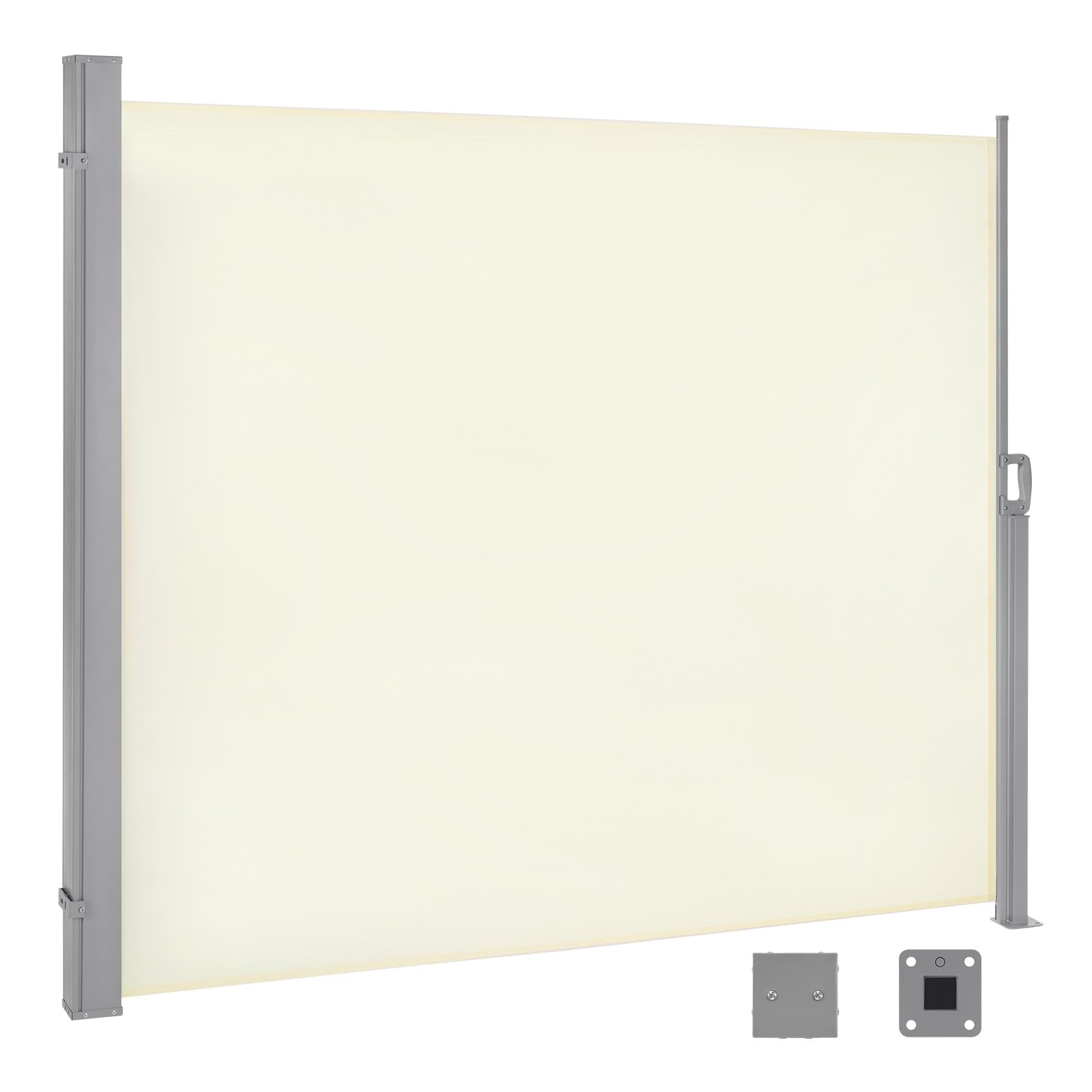 WOLTU Paravent Extérieur, Store Latéral Rétractable, 160x350 cm, Brise Vue, Protection Solaire & Protection Contre Le Vent, pour Jardin, Balcon, Terrasse, Patio, Crème