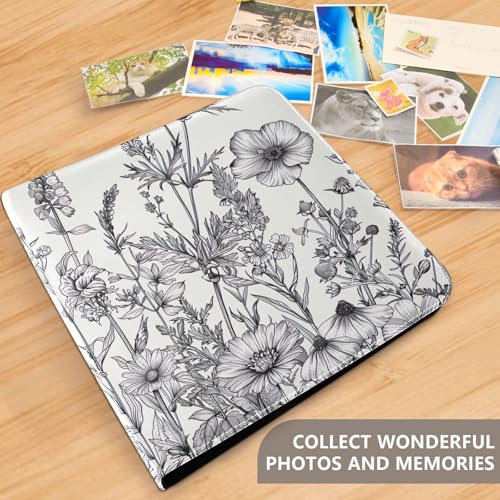 Álbum de Fotos Autoadhesivo DIY Scrapbook con Flores Blanco y Negro, Encuadernador de 3 Argollas, 40 Páginas, 8x10 para Recuerdos miniatura 5