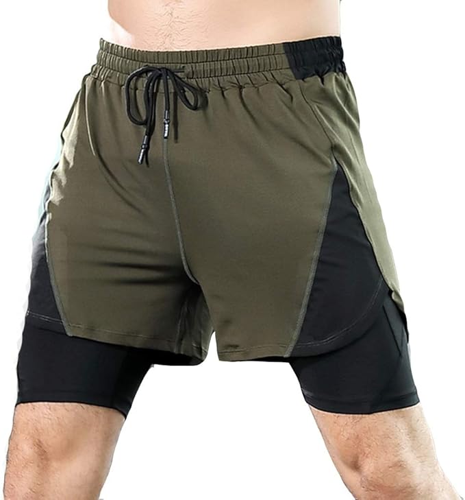 Amazon.com: Men's 2 In 1 Running Shorts, Quick Dry Light Active Training Exercise Cycling Pants 