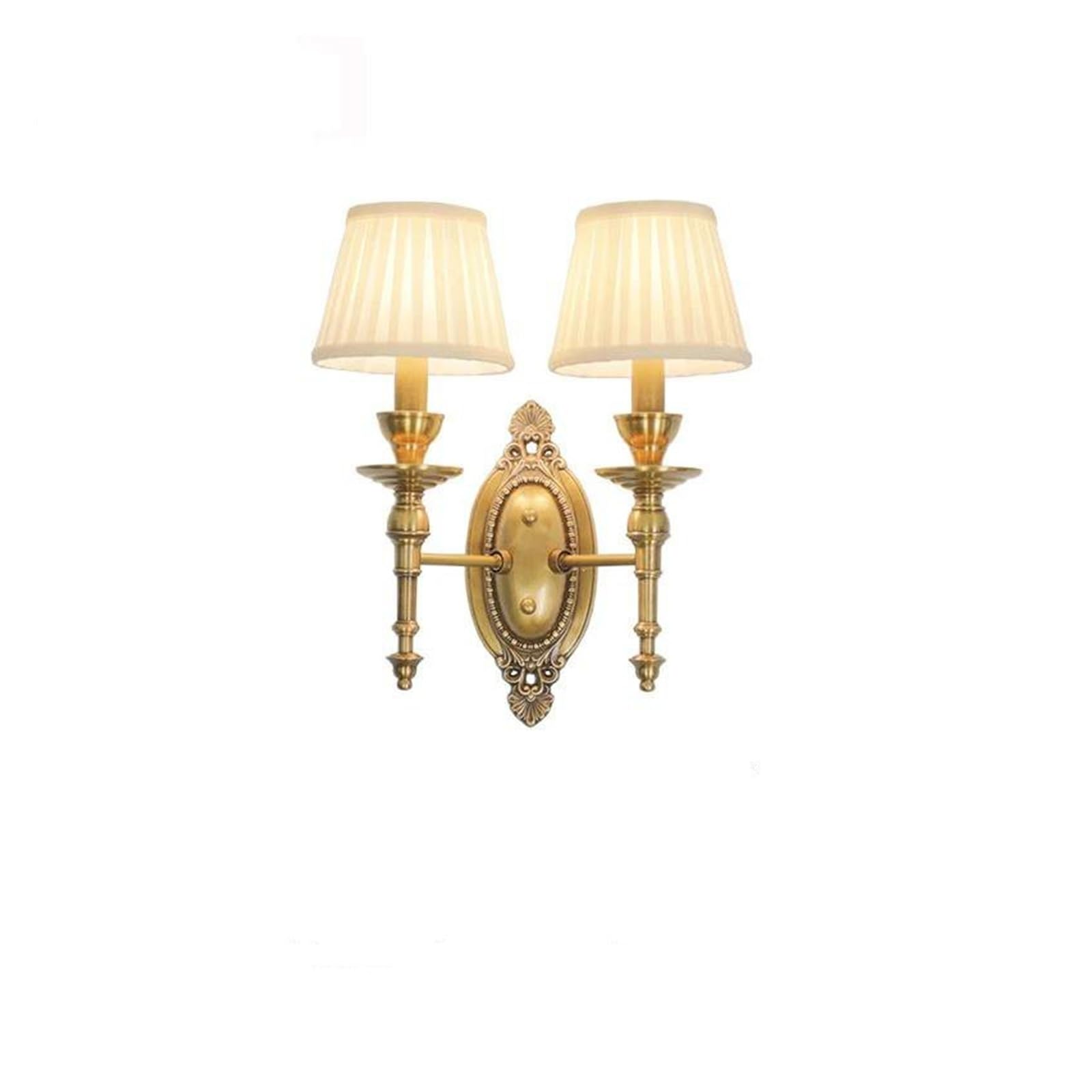 ZTCHSENZT Wall Sconces, Pure Copper Wall Lights Retro Living Room Bedroom Bedside Balcony Aisle Entrance Light,Beige-2 heads