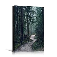 Canvas Wall Art Green Forest Dramatic Forest Landscape Living Room Multicolor Photography Rustic - 12x18 inches