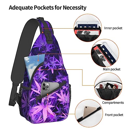 SEAEAGLE Purple Weed Marijuana Leaf Sling Backpack Travel Crossbody Casual Chest Shoulder Bag Fashion Fanny Pack4