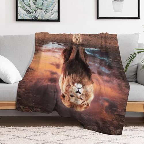 Couverture lion flanelle douce housse de chaise décorative 100x130