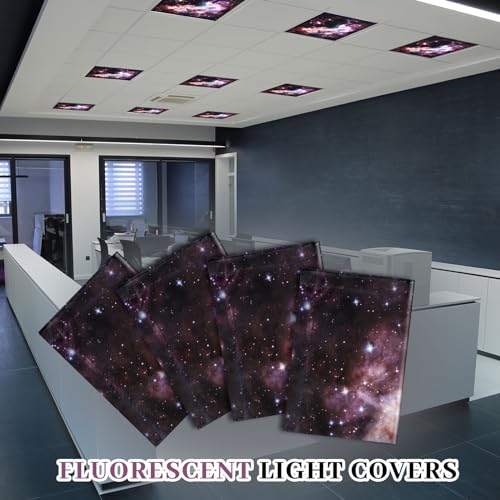 Image of VIHOSE 4 Pcs 2 x 2 Feet Fluorescent Light Covers for Ceiling Lights Classroom Magnetic Light Filters for Reducing Harsh Glare Flicker for Office Classroom Home Drop Ceiling(Star Cluster)