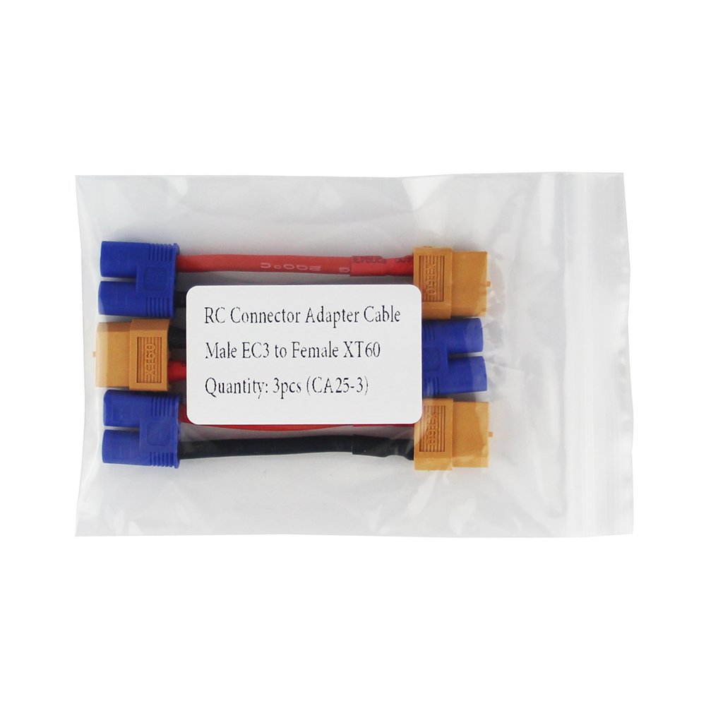 Modellbau Adaptateur XT60 Femelle Vers EC3 Mâle – Câble 10 Cm 14 AWG – Doré – Haute Intensité – Modélisme RC – Allemagne