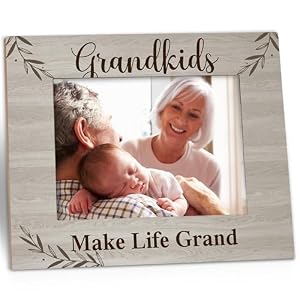 Grandparent Picture Frame Gift - New Grandparent Gifts, Best Grandma Birthday Mothers Day Gifts from Grandkids, Grandkids Wooden Picture Frame for Tabletop or Wall Hanging 5x7