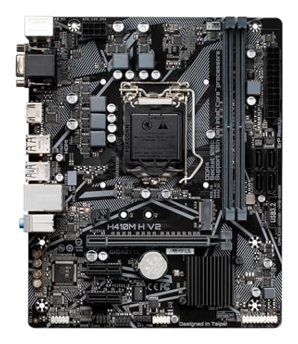 GIGABYTE H410M H V2 Scheda madre - Supporta processori Intel Core 10th CPUs, up to 2933MHz DDR4, 1xPCIe 3.0 M.2, GbE LAN, USB 3.2 Gen 1 - Scheda madre - Immagine 3
