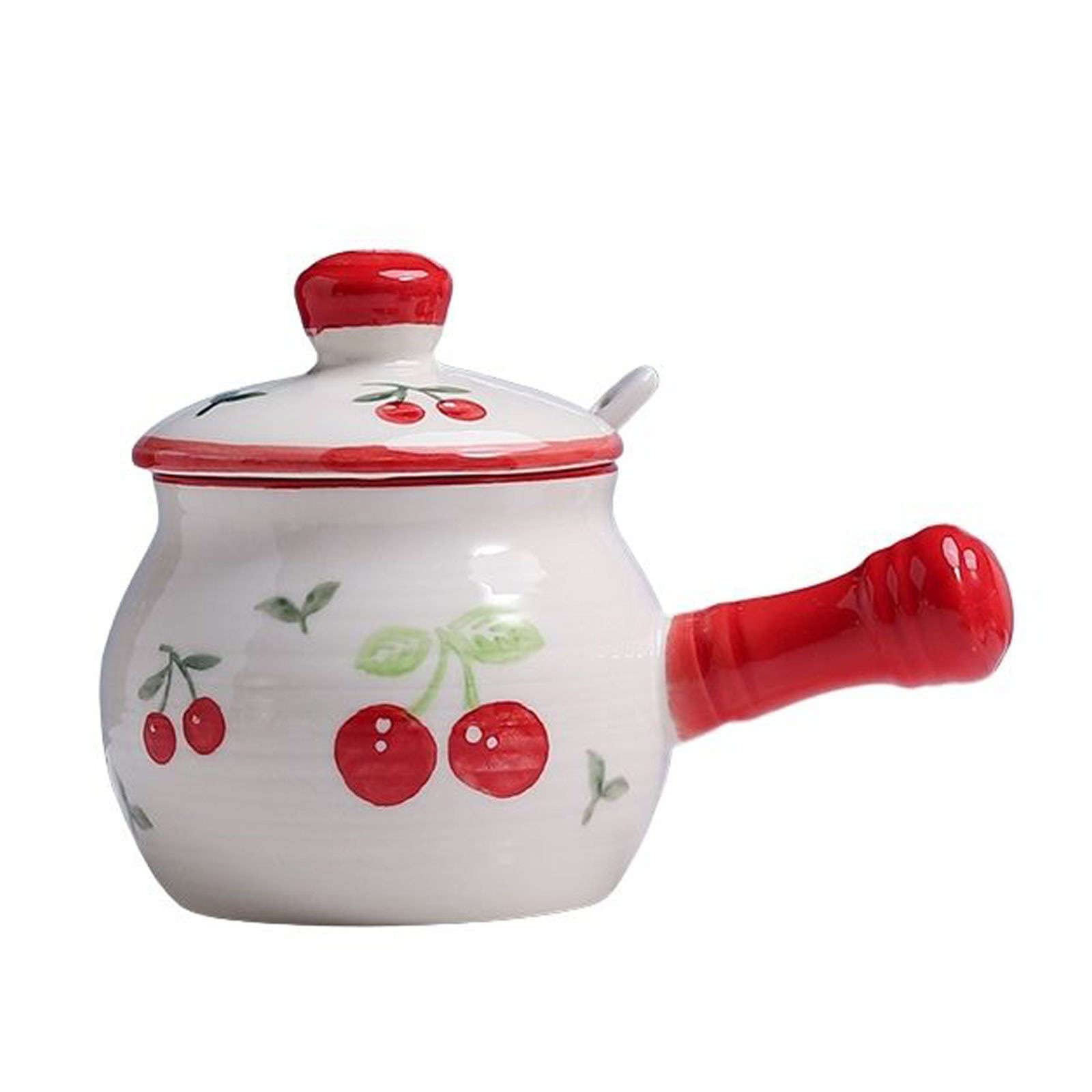 Zuccheriera In Ceramica Con Coperchio E Cucchiaino, Elegante