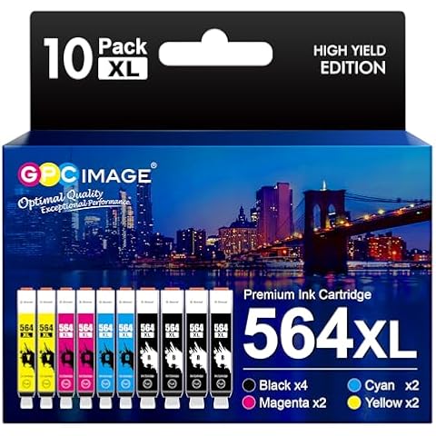 GPC Image Compatible Ink Cartridge Replacement for HP 564XL 564 XL Compatible with DeskJet 3520 3522 Officejet 4620 Photosmart 5520 6510 6520 7520 7525 Printer (Black Cyan Magenta Yellow, 10 Pack) Cover