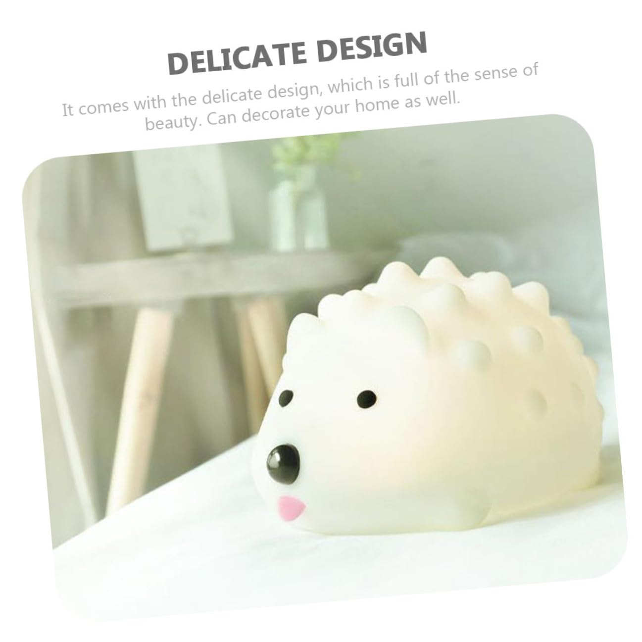 Anneome Luz de Noche Erizo de Silicona Color Claro LED y USB | Cable USB y Mando a Distancia, Diseño Regulable y Tacto Suave, Decoración de Mesa para Cafeterías