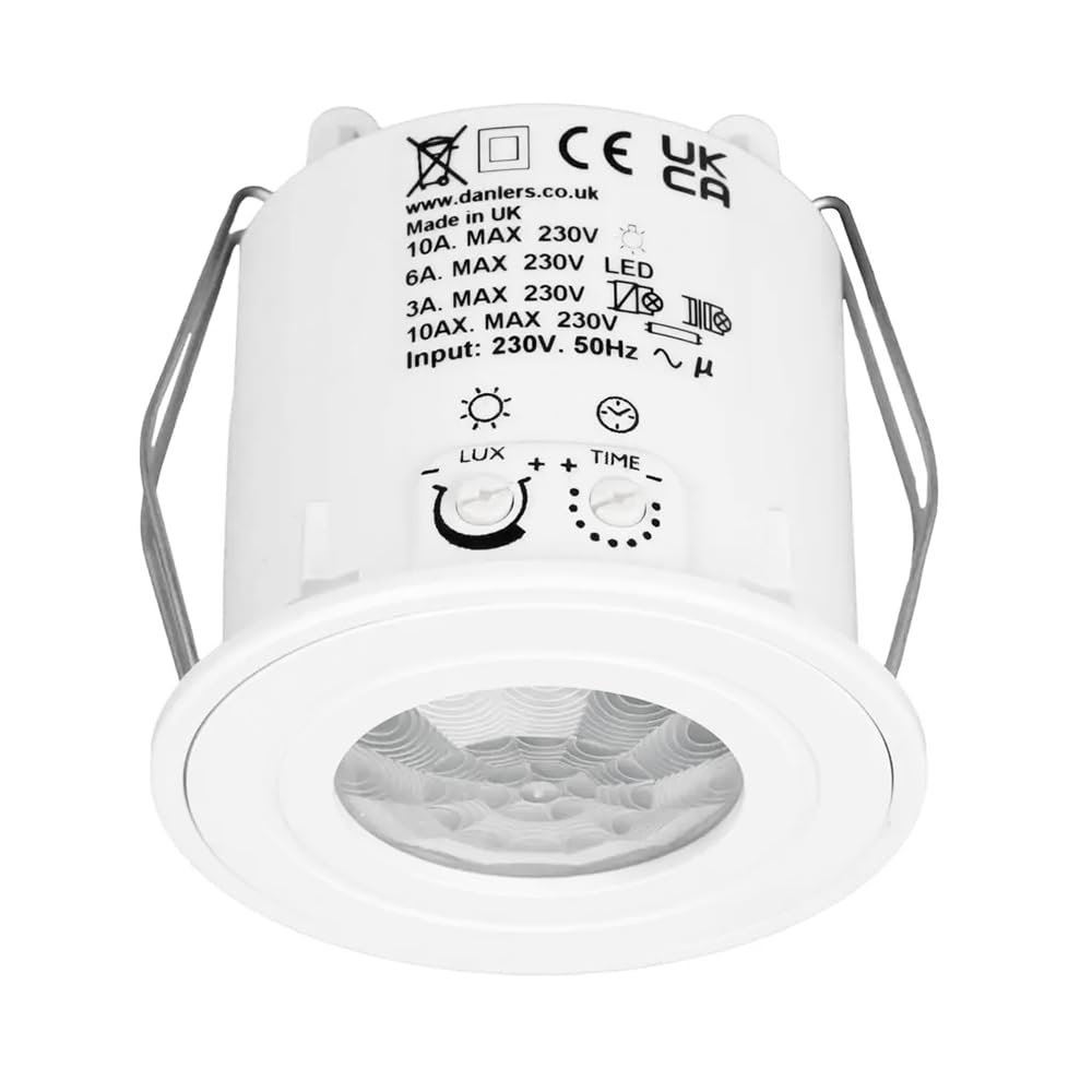Danlers CEFLPIR10A 10A PIR Occupancy Switch Ceiling Flush Mount White