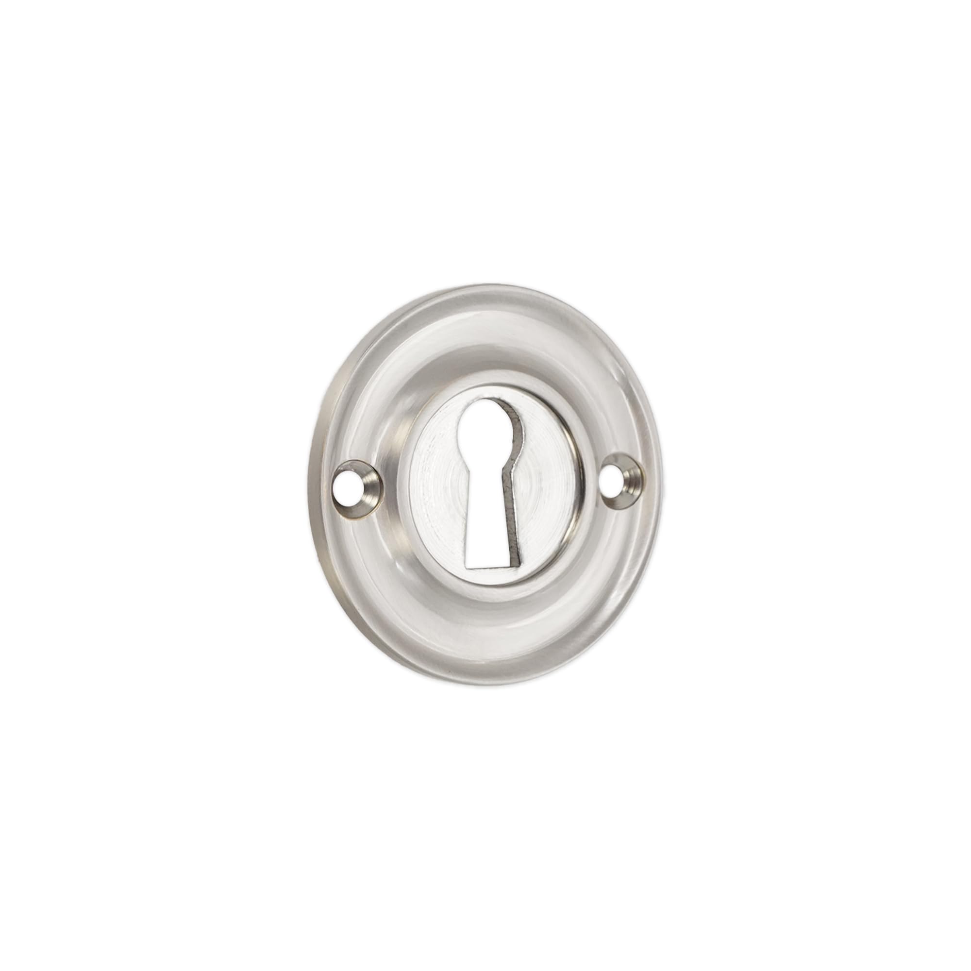 Infinity Decor Solid Brass Vintage Style Slimline Standard Escutcheon Door Lock Keyhole Cover for Front Doors 42mm (Satin Nickel)