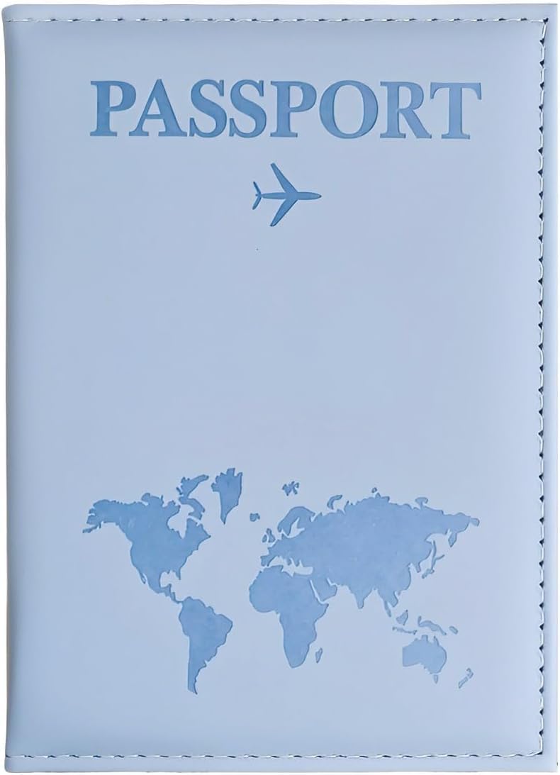 Premium Blue PU Leather Passport Holder - Travel Wallet for Tickets, Cards & Boarding Passes - Perfect British Passport Cover for Families