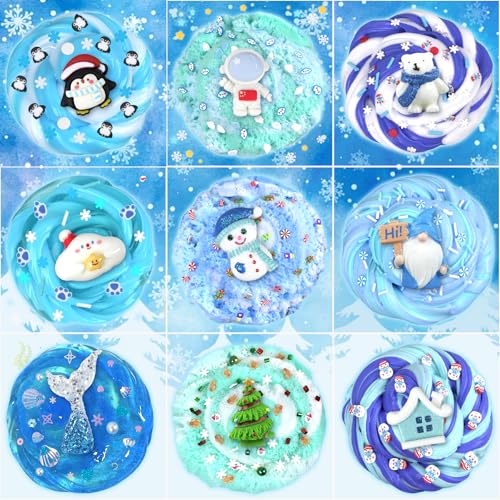 Image of Advent Calendars 2025, Blue Slime Kit, Butter Slimes Cloud Slimes Fluffy DIY Kit for Girls and Boys, Slime Party Favors Goodie Bag Stuffers, 4 5 6 7 8 9 10 Year Old Girl Birthday Gift Cute Stuff