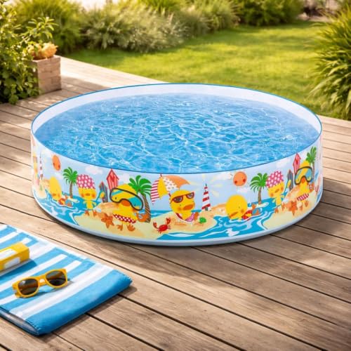 Image of MiniExplorer 4 Feet Non-Inflatable Swimming Pool for Kids | No Air Pump Needed | Foldable Bath Tub for Home, Garden & Farmhouse Use | Easy Setup Pool - 4ft Round Water Play Tub