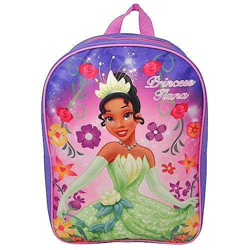 Ruz Mochila escolar feminina licenciada Princess Tiana de 38 cm, Roxo, rosa, Large, Mochila