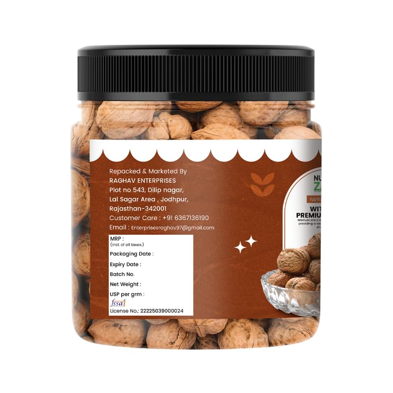 Image of NUTRIZAIKA Premium Californian Inshell Walnut 500G | Rich in Protein, Iron & Fiber | Natural Walnuts with Shell | Walnuts with Shell | Rich In Omega-3 & Antioxidants