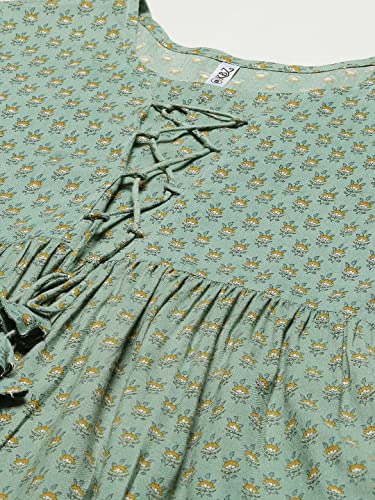 Image of Hisham Women's Stylish Rayon Printed Flared Top for Women | Trendy and Comfortable Green