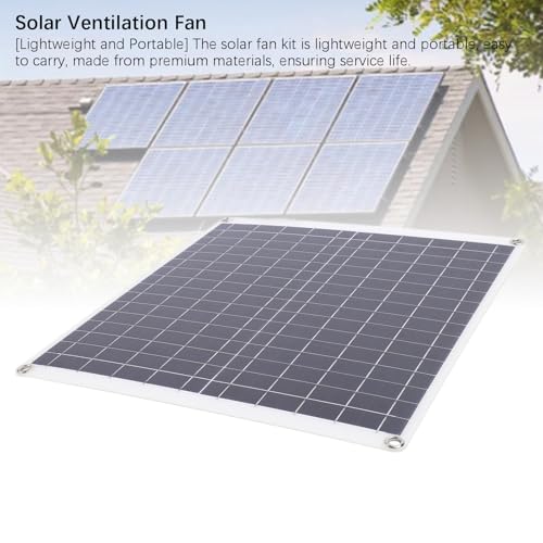 Kit de extractor de aire para panel solar 20W 18V de silicio monocristalino, ventilador dual para circulación de aire en techo y áticos, incluye 2 ventiladores y herrajes de montaje miniatura 3