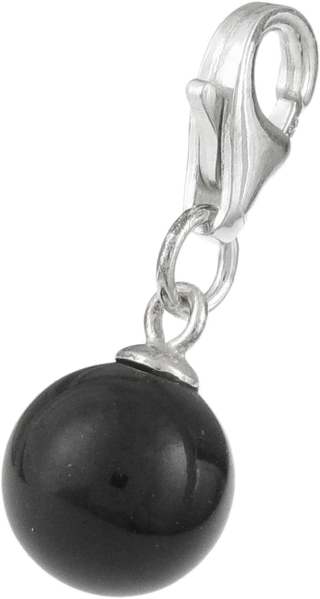 Sterling Silver Round Austria Crystal Pearl Dangle CHARM Pendant for European Style Clip on Charm Braclets Gift f/Family Friend Wife Daughter