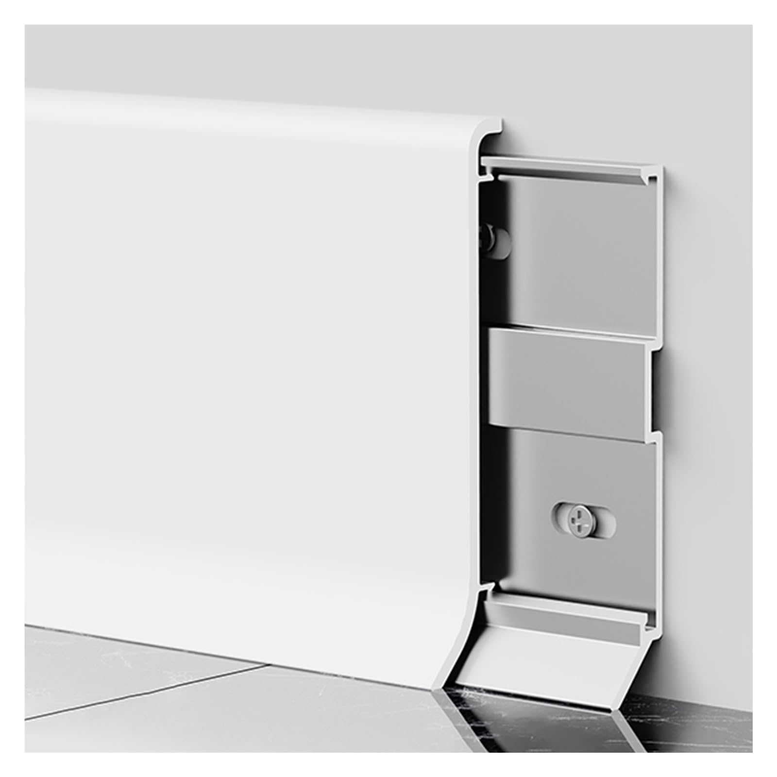 Battiscopa Modanatura per battiscopa in metallo bianco per casa e ufficio, finitura per battiscopa in metallo impermeabile con punta, battiscopa per bagno in alluminio, facile da installare(1-2/5 in(6