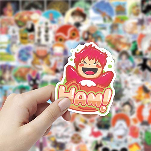 100Pcs Studio Ghibli Stickers, Miyazaki Hayao Animation Film Theme Anime Stickers Decals for Laptop Hydro Flask Water Bottle Guitar Skateboard Luggage Bike Bumper - Thumbnail 4