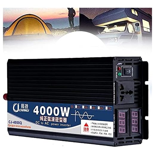3000 4000 5000 Watt Pure Sinus -omformare, DC 12V/24V/48V/60V till 110V/220V Ac -omvandlare för bil, med AC -uttag, med bildskärmsomvandlare Lämplig för TV/camping,4000W-24Vto220V