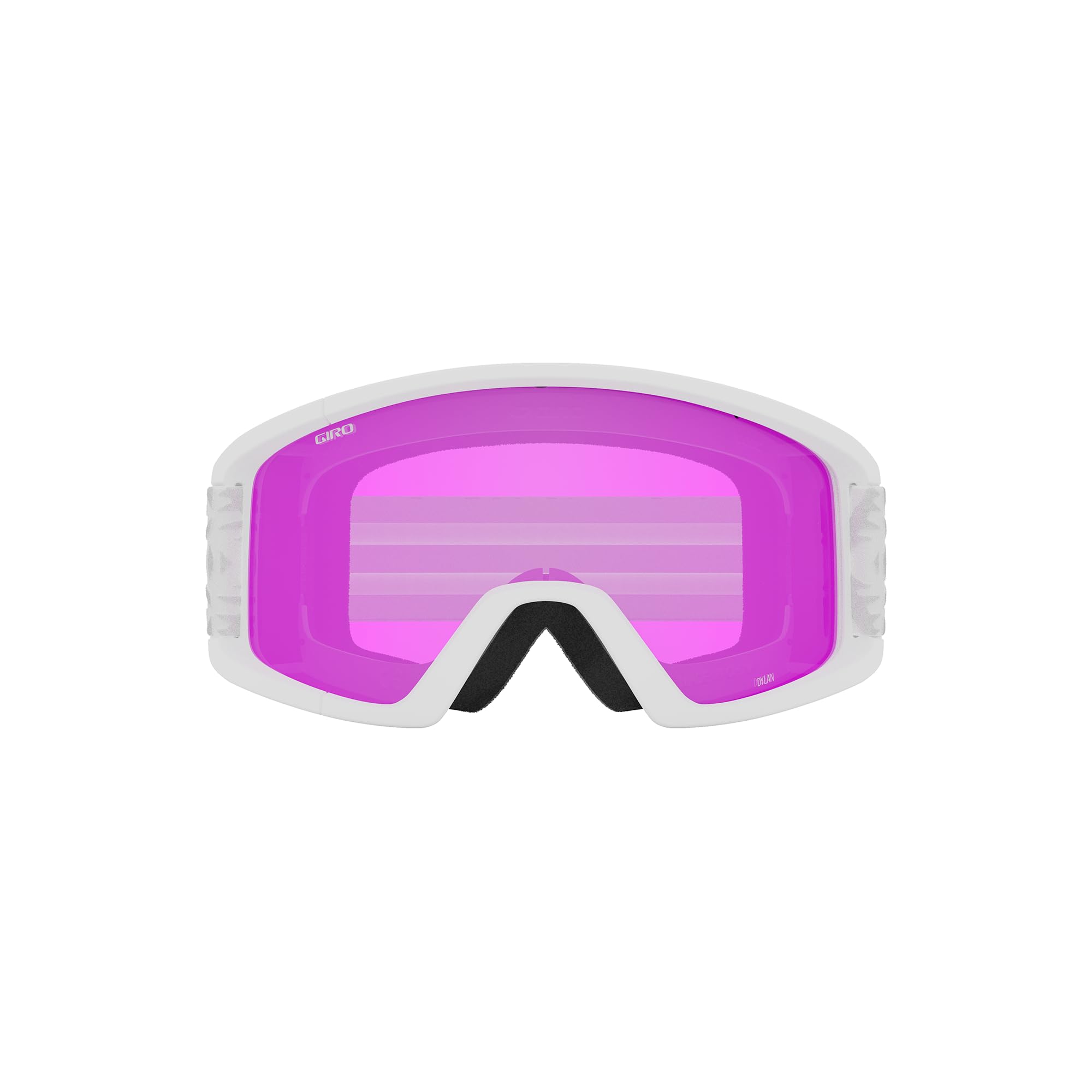 Giro Dylan Asian Fit - Gafas de snowboard para mujeres y jóvenes, correa blanca con lentes amarillos/rosa ámbar
