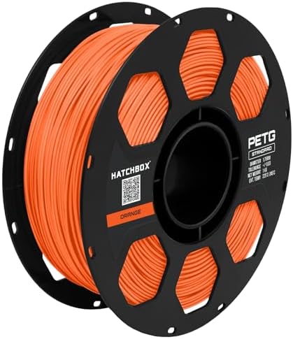 HATCHBOX PETG 3D Printer Filament, Dimensional Accuracy +/- 0.03 mm, 1 kg Spool, 1.75 mm, Orange