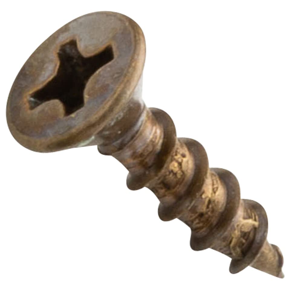 Centerline #4 x 5/8'' Flat Head Phillips Cabinet Hardware Mounting Screws, Antique Brass Plated, 100-Pack