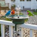 MinWadil Deck Mounted Bird Bath for Outside, 12.6" Metal Solar Bird Bath with Fountain, Adjustable Railing Clamp for Balcony & Patio, Outdoor Birdbath for Garden Yard Decor