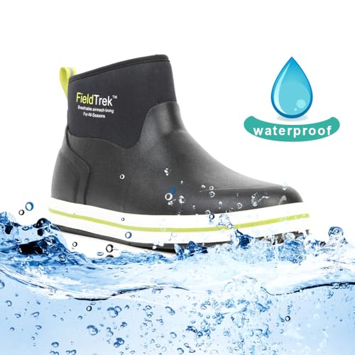 Men's Rain Boots Fishing Boots, Anti-Slip Neoprene Rubber Ankle Men Boots Outdoor for Gardening Fishing Boating Sailing Black3