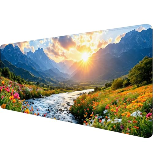 Alfombrilla Ratón XXL 1200 x 400 x 3 mm Grande Mouse Pad Paisaje Alfombrilla Gaming Montaña, Tapete Escritorio con Bordes Cosidos, Mousepad con Antideslizante Base de Goma, Desk Mat Regalo Hombre U-8