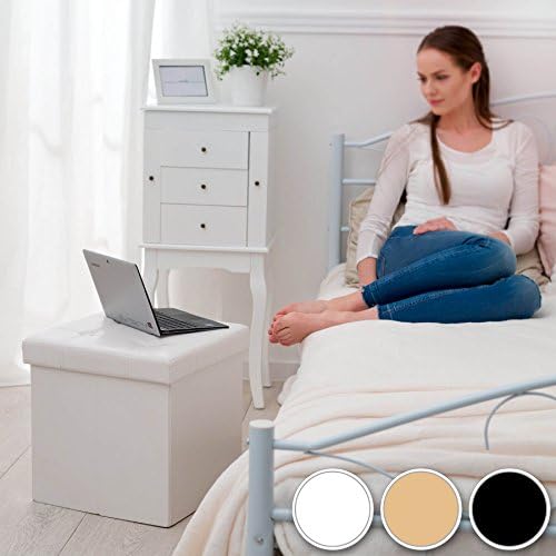 TecTake 38x38x38 cm Folding Stool Chest Storage Box Chair Footstool Faux Leather